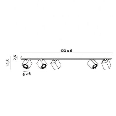 Perenz Oddy • faretto / plafoniera orientabile in alluminio — varianti 12×6, 60×6, 120×6, 200×6 cm, bianco opaco / nero opaco Perenz Faretti e scatole portafaretto